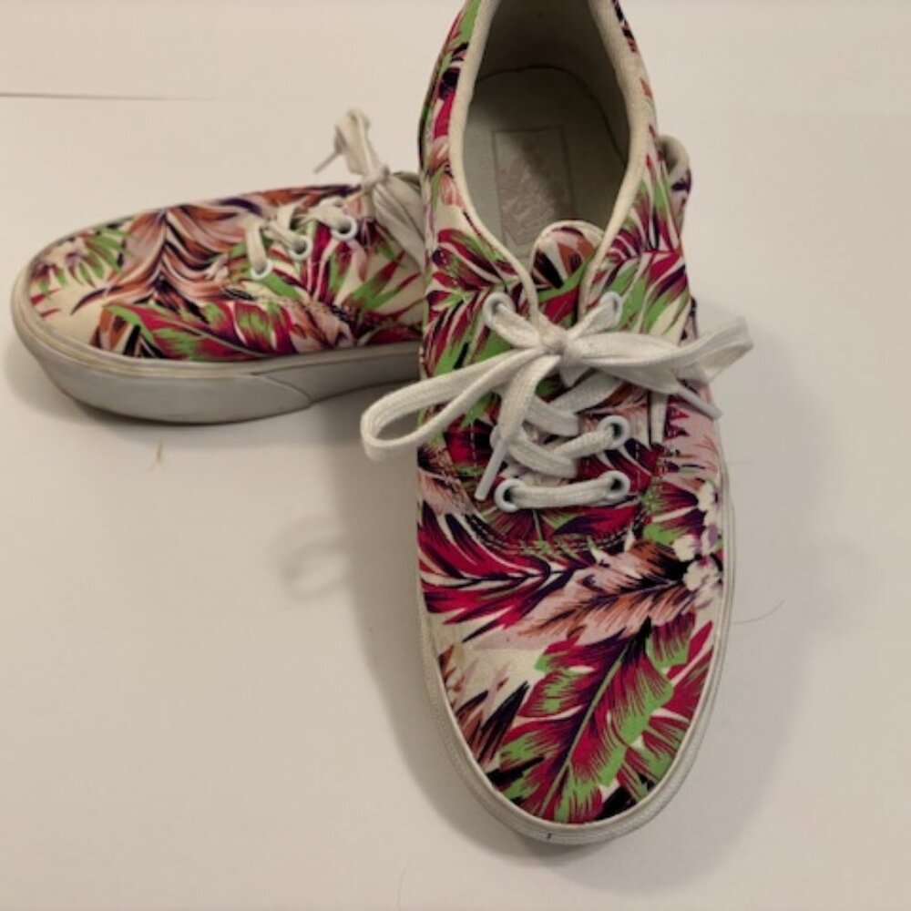 Vans Off the Wall Womens Classic Platform Purple Green Leaf 7.5